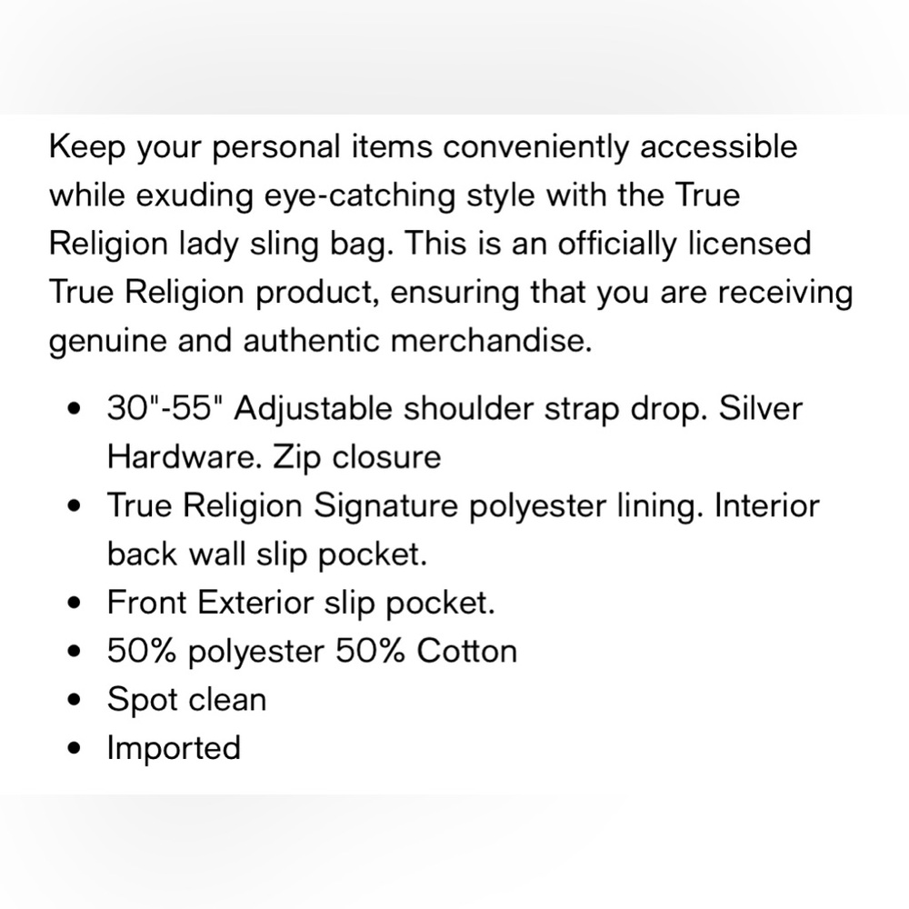 NWT! TRUE RELIGION DENIM SLING BAG! PERFECT FOR HANDS FREE ACTIVITIES! 5 ⭐️… - Picture 8 of 8